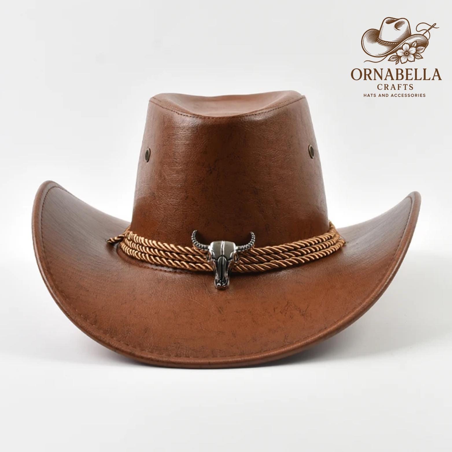 Vintage leather boho Panama cowboy hat Life main image 3