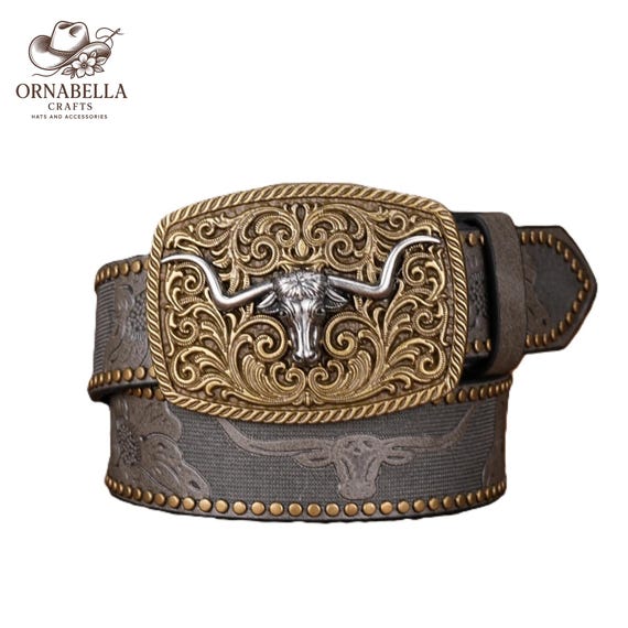 Cowboy Western Belt with Removable Bull Head Buckle for Men Women SUOSDEY Western Belts for Men Women,Cowboy Cowgirl Belts  main image 3