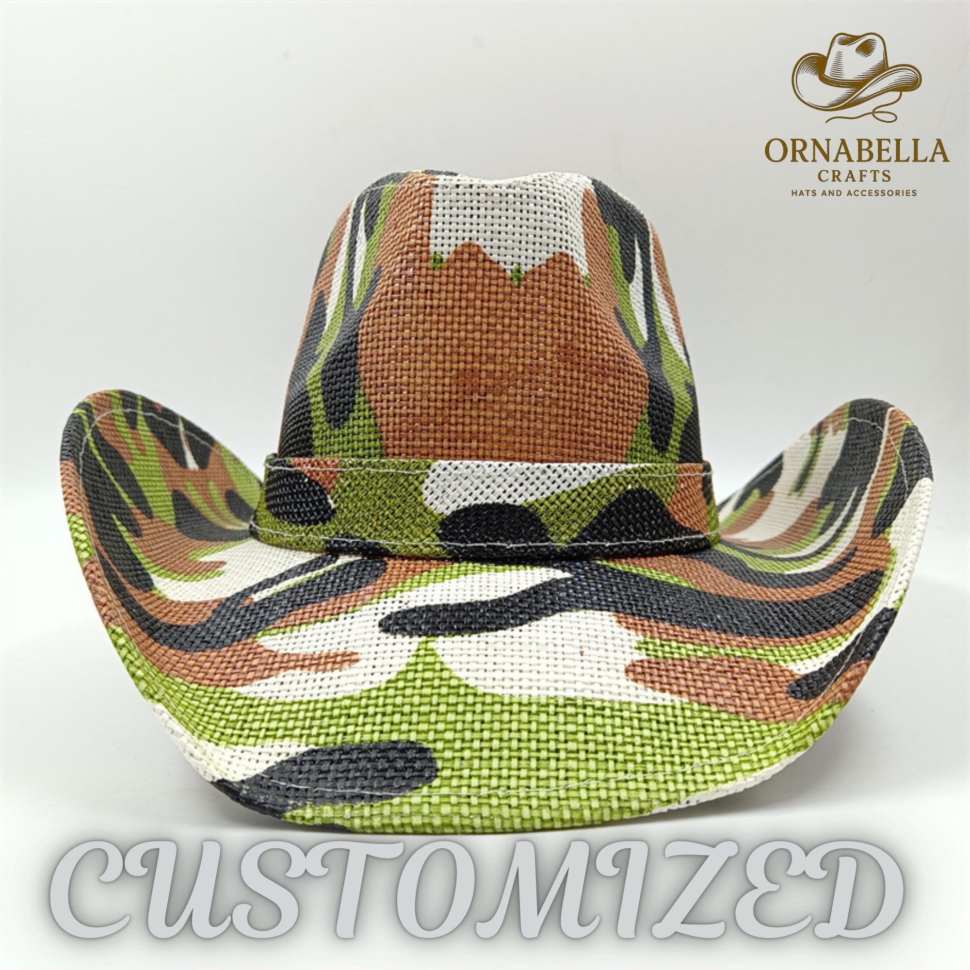 Duck camo cowboyy hat green cowgirl hat western fishing hat 60s Vietnam War Vintage Duck Hunter Cowboy Hat - 7 1/8  main image 3
