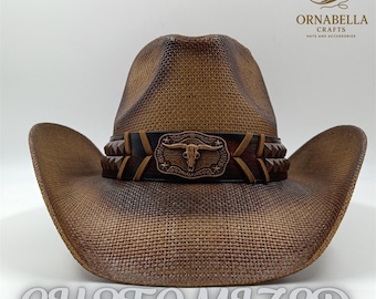 Frauen und Männer Unisex Western Rodeo Cowboy Strohhut Strand Sonnenhut