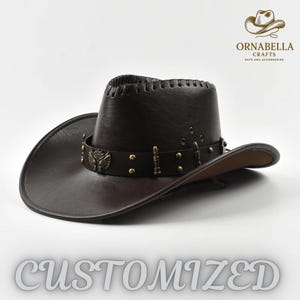 Western Cowboy Hat For Men And Women Leather Vintage Style Gentleman Panama Cowgirl Jazz Hat