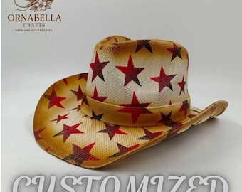 Sombrero de vaquero occidental unisex con busto de estrella patriótica para hombres y mujeres