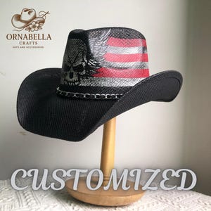 Patriotic Skull Western Unisex Cow Boy Hat For Women And Men