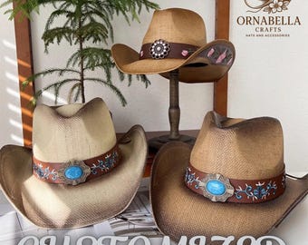 Women And Men Unisex Western Rodeo Cowboy Straw Hat Beach Sun Hat