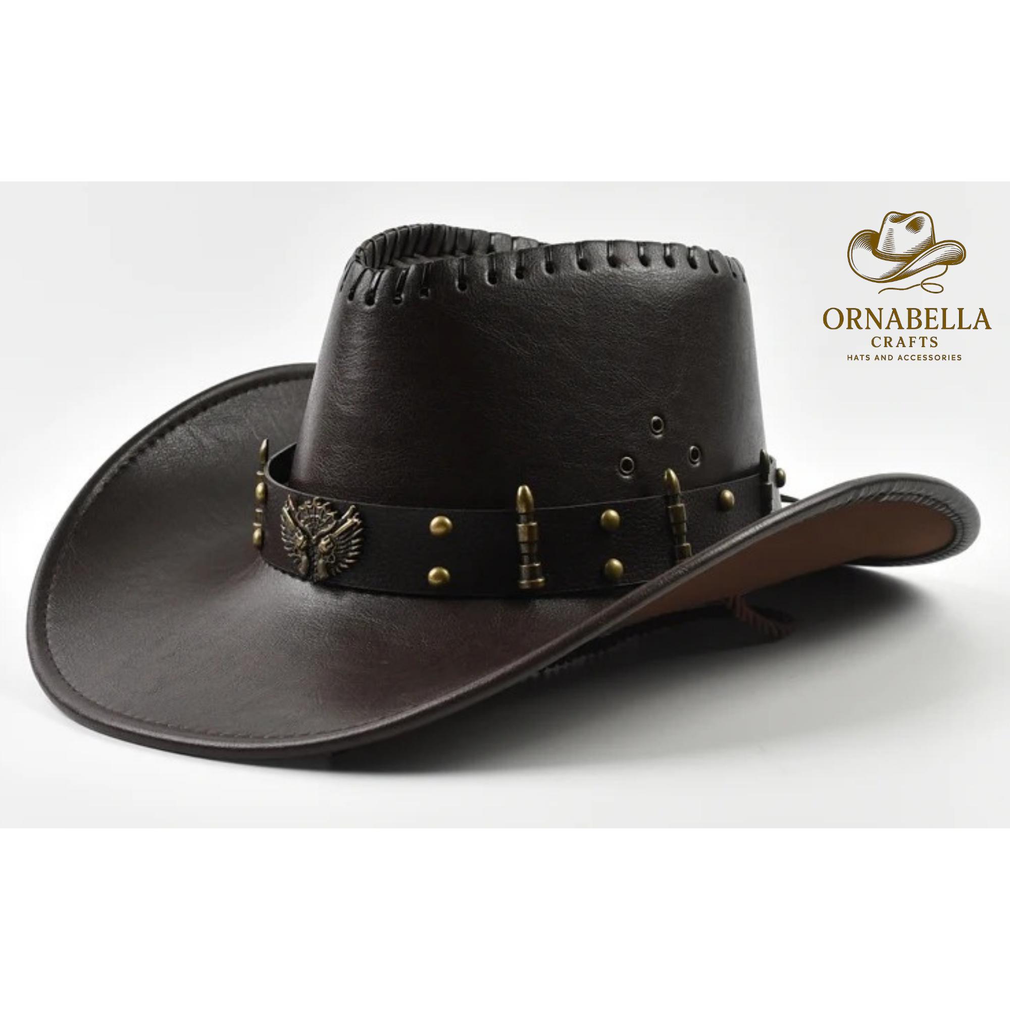 Vintage Style Cowboy Hat: Unisex Faux Leather Western Panama  display picture 1