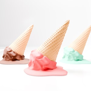 Melting Ice Cream Cone Sculpture - Custom Colors and Sizes - 3D Printed
