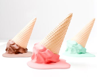 Melting Ice Cream Cone Sculpture - Custom Colors and Sizes - 3D Printed