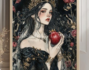 Persephone, de bruid van Hades — kunstprint op papier, godin uit de duistere mythologie