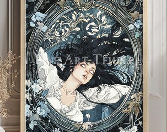 Geest van de Spiegel — kunstprint op papier, digitale aquarelillustratie