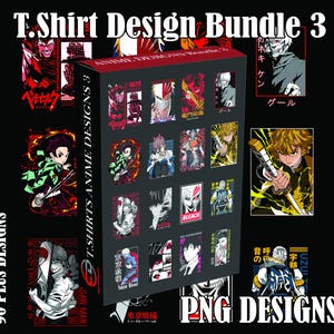 Anime T-Shirt Design Bundle 3 PNG  | 90+ Anime Clipart for Shirts Digital Sublimation, dtf, Screenings & Puff Printings best for Designers