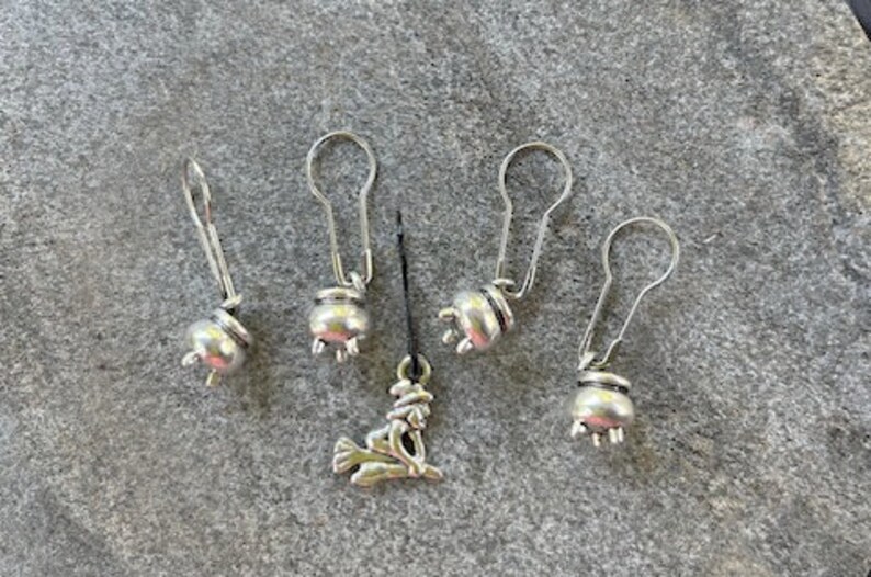 Witch and Cauldrons Stitch Markers for Knitting and Crochet image 1