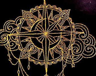 Gold Metallic Sun Compass Tarot/Altar Cloth