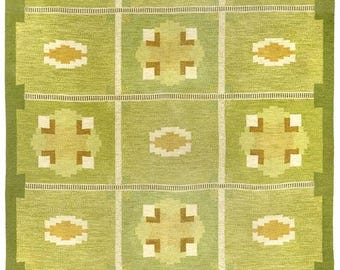 Olive Green Handwoven Wool Rug, Scandinavian Geometric Area Rug, Modern Checkered Carpet, Minimalist Nordic Rug, Handmade Flatweave Rug