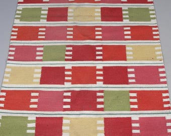 Handwoven Geometric Kilim Rug, Colorful Flatweave Area Rug, Modern Boho Wool Rug, Southwestern Accent Rug, Handmade Living Room Decor