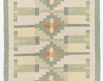 Handwoven Geometric Area Rug, Soft Sage Green Kilim Rug, Scandinavian Flatweave Carpet, Modern Tribal Wool Rug, Minimalist Living Room Decor