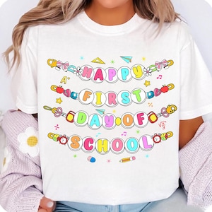 Happy First Day Of School Bracelet Png, Back To School Png, Teacher PNG, Preppy Back To School Png, School Png, Teacher Shirt Png