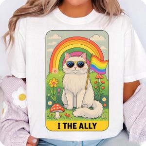 Lustige Verbündete Katzen-Tarot-Karte Stolz Sonnenbrille Gay Pride LGBTQ Png-Gay Pride Png, lgbt Regenbogen, Katze Png, Lesben Png, digitale Datei