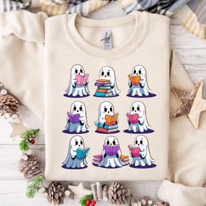 Funny Book Lover Halloween PNG, Cute Ghost Book Nerd, Ghost Halloween PNG, Ghost PNG, Teacher Png, Librarian Sublimation, Spooky Season Png