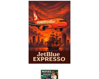 JetBlue Expresso Sticker | Dunkin' JetBlue Airplane Decal | Glossy Vinyl Coffee-Themed Aviation Sticker | Funny Pilot Gift | Waterproof