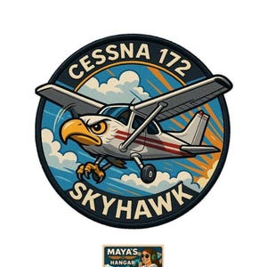 Cessna 172 Skyhawk Sticker | Military Patch Style | Glossy Vinyl Cessna | Pilot Gift | Waterproof Sticker for Flight Bag, Laptop, or Logbook
