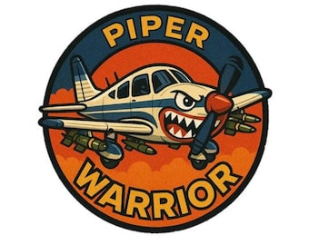 Piper Warrior Sticker | Glossy Vinyl | Pilot Gift | Shark-Tooth Warbird Style Decal | Waterproof Sticker | Aviation