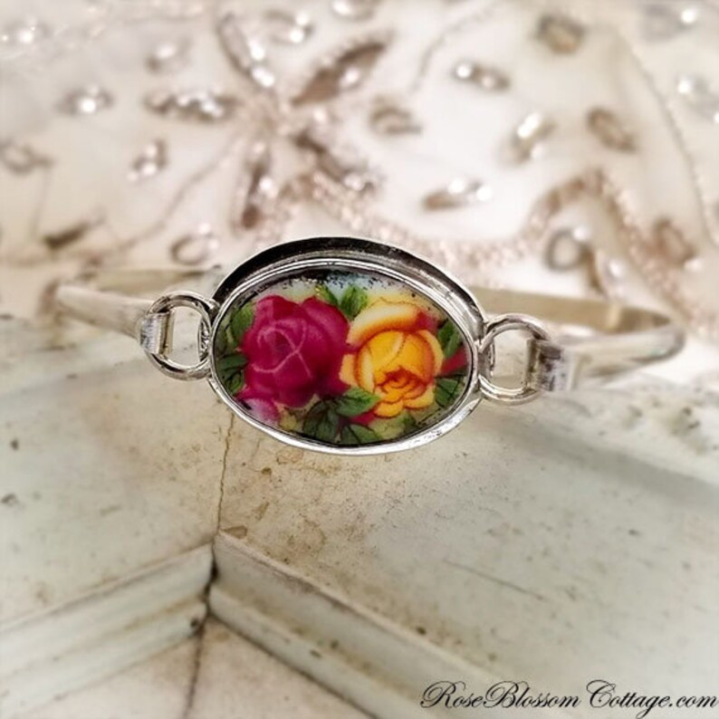 Broken China Jewelry Royal Albert Oval Old Country Roses Etsy