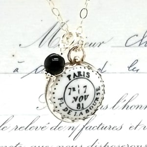 Paris PL de la Bourse French Postmark November 7 Charm Pendant Necklace