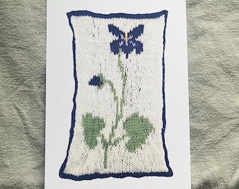 Violet Flower Knitted Art Print