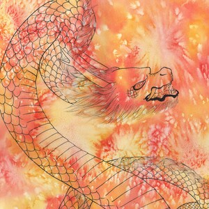 Aquarel Dragon inkt originele kunst Fantasy Art OOAK