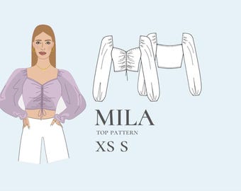 Mila / Tie Front Crop / Top Pattern / Crop Top  / Sewing Pattern / Vintage Style / pdf digital /sewing pattern// instruction