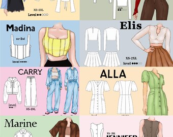 12 Basic Bodice Sewing Pattern Blocks / Women's Basic Block Pattern / PDF / basic pdf / patterns for women / DIY