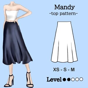 DIY A-Line Midi Skirt Pattern: Bias Cut, Satin or Silk (A4, US Letter, A0)