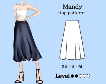 DIY A-Line Midi Skirt Pattern: Bias Cut, Satin or Silk (A4, US Letter, A0)