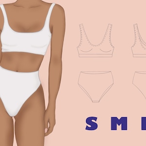 Mira swimsuit pattern pdf Classic Swimsuit PDF Sewing Pattern  Bikini Top High briefs Plus size Fashion swimsuit Easy to sew