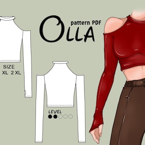 Off-Shoulder Top /Pattern PDF  Off shoulder  top / Top blouse Pdf / DIY Pattern PDF / Sewing pattern off shoulder top/ Shoulder Crop Top