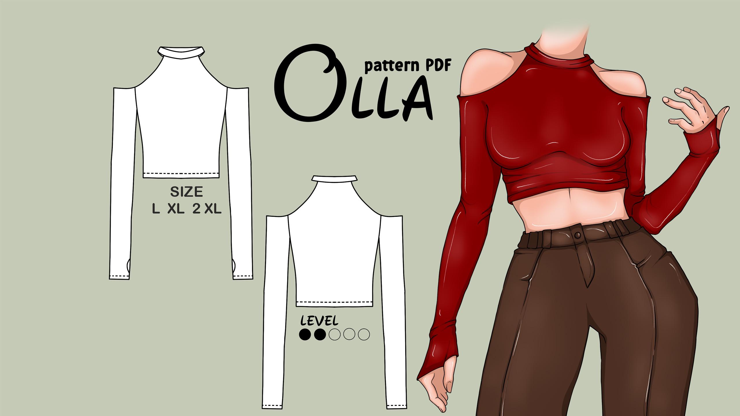 Off-shoulder Ruffle Top Sewing Pattern: Long Sleeve Blouse (PDF Pattern ...