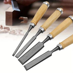 8/12/16/20mm 4 Pieces Wood Carving Chisels Set Professional for Woodworking with Ergonomic Wood Carving Tools DIY