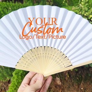 Personalized Hand Fan with Logo, Wooden Hand Fans for Parties, Bulk Wedding Fan Favors for Guests, Business Giveaway Ideas, Gift for Friends