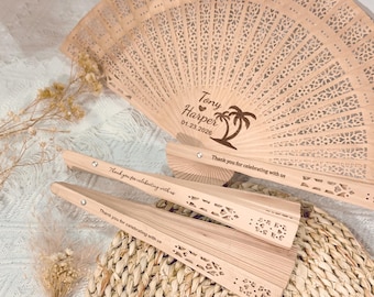 Personalized Wedding Favor Fans, Engraved Sandalwood Fans for Bulk Order, Bridesmaid Gifts, Custom Wedding Reception Favors, Fans for Guests