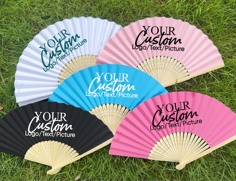 Personalized Colorful Hand Fans - Folding Paper Fans With Custom Text ...