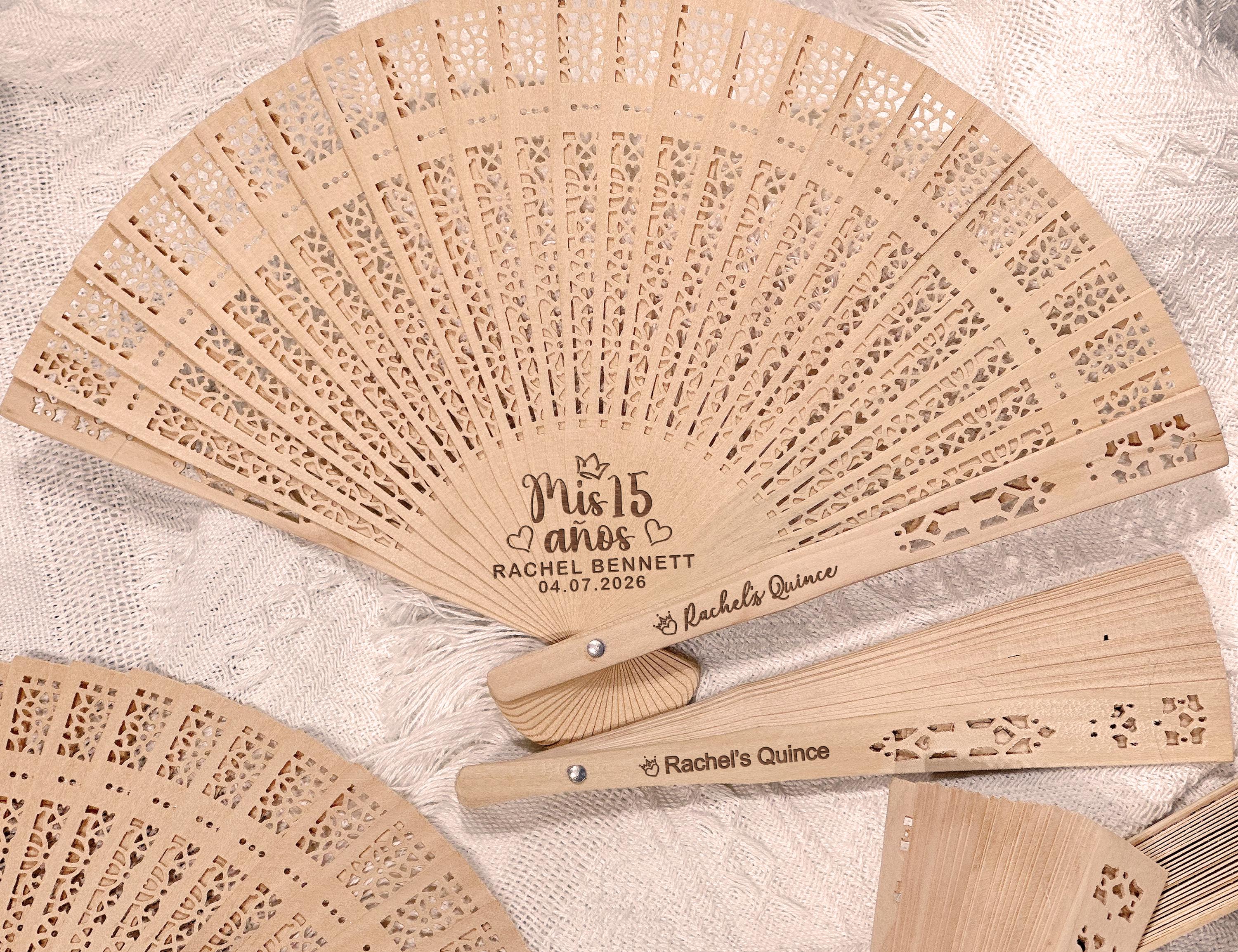 Bulk Mis Quince Años Fan Favors Custom Birthday Celebration Hand Fans Quinceañera Party Favors Sweet 16 & 15 Gifts Personalized Wedding Fans