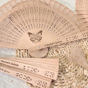 Quinceañera Hand Fan Favors Custom Birthday Favor Bulk Quinceañera Party Favours for Guests Personalized Mis Quince Wooden Fan Sweet 16 Gift