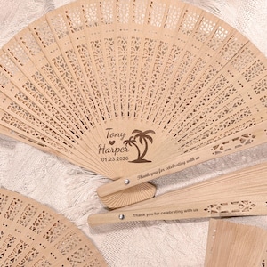 Personalized Wood Fan Wedding Favors Custom Monogram Wedding Favor Fans Rustic Favors Summer Beach Wedding Hand Fans Wedding Thank You Gifts