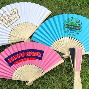 Bulk Custom Hand Fans - Personalized Paper Fans with Logo, Text, Design, or QR Code for Weddings, Events, Corporate, Sports, Business Promos