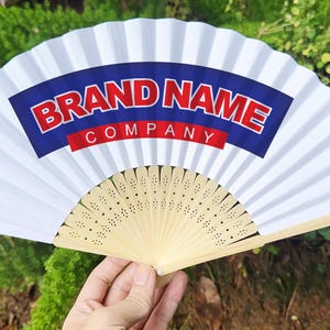 Custom Folding Fans - Add Company Logo, Event Logo, Text, Name or Photo - Personalized Fans for Weddings, Keepsakes, Business & Party Favors