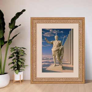 Augustus of Prima Porta Poster – Roman Emperor Statue Print – Classical Power Wall Art – Sky Aesthetic Sculpture – Kairos Archive