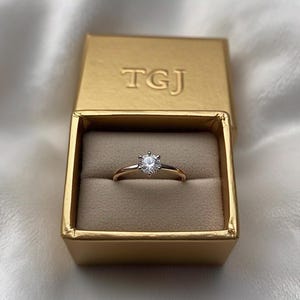 Dainty minimalist 14k gold diamond engagement ring Unique elegant promise ring gold Women classic everyday ring gold gift for her TGJ
