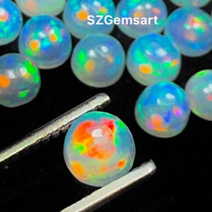 AAA++ Top Quality Natural Ethiopian Opal 7 mm, 8 mm, 9 mm, 10 mm Round Flat Back Cabochon Handmade Gemstone For Making Jewelry & For Gift