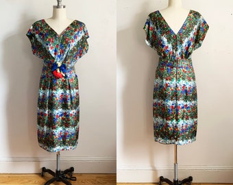 1950s Silk Floral Garden Dress