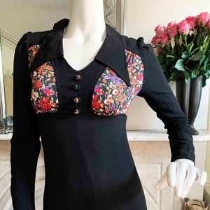 1970s Radley Moss Crepe Floral Dress